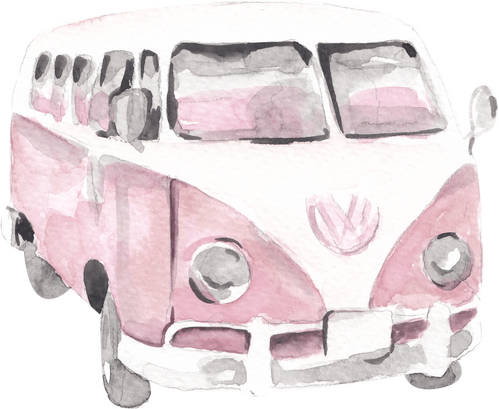 Hippie bus watercolor illustration