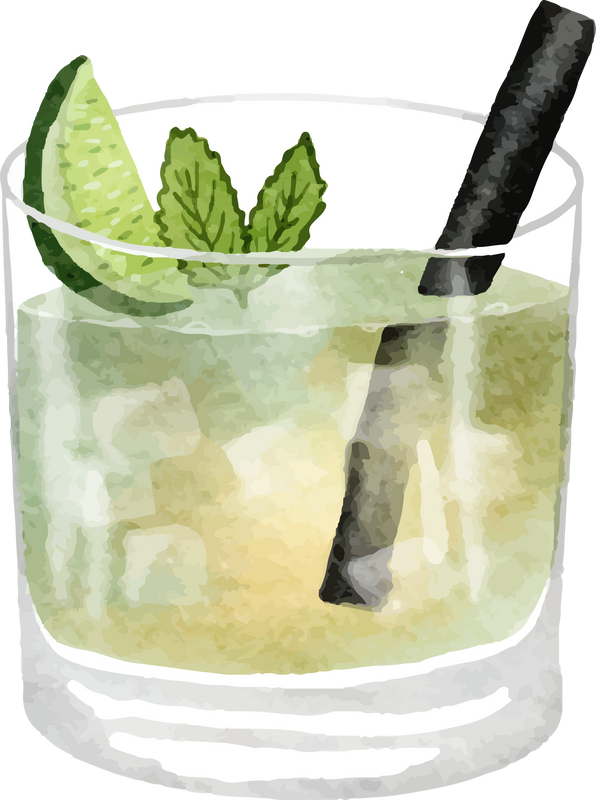 Watercolor Mojito Drink Illustration